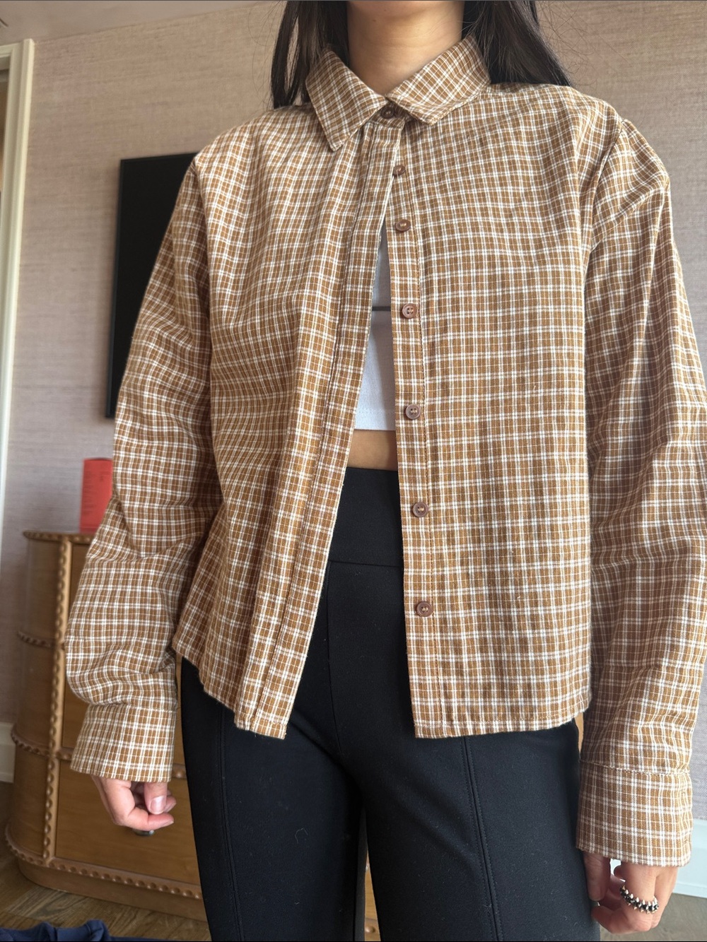 Lioness Brown Checked Button-Front Shirt